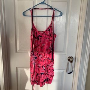 Lilly Pulitzer Pink & Navy Satin Romper • Size S